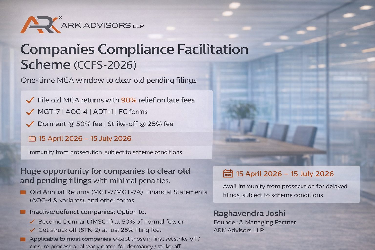 Companies Compliance Facilitation Scheme (CCFS-2026): Step-by-Step Guide to Clear Pending MCA/ROC Filings with 90% Late Fee Relief