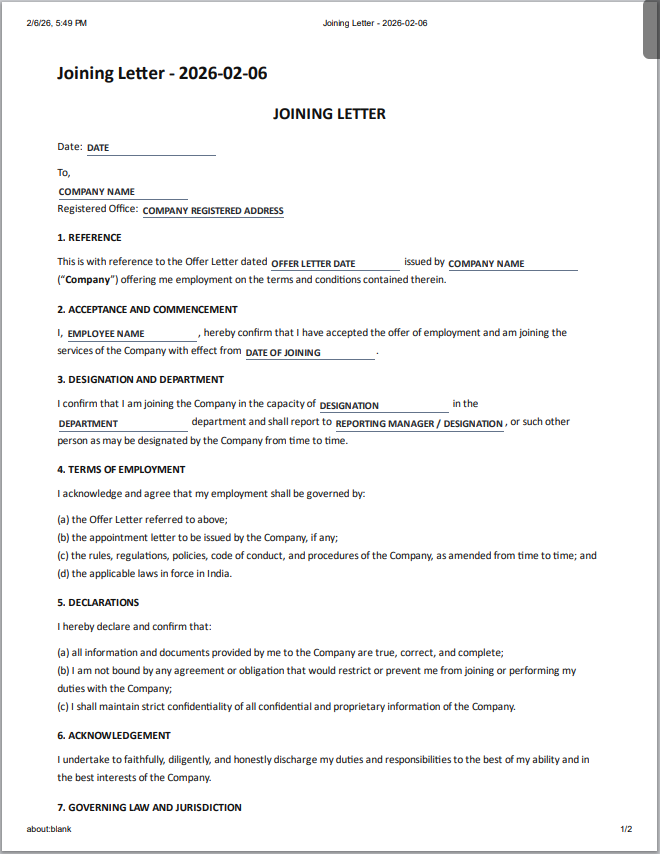 Template Preview